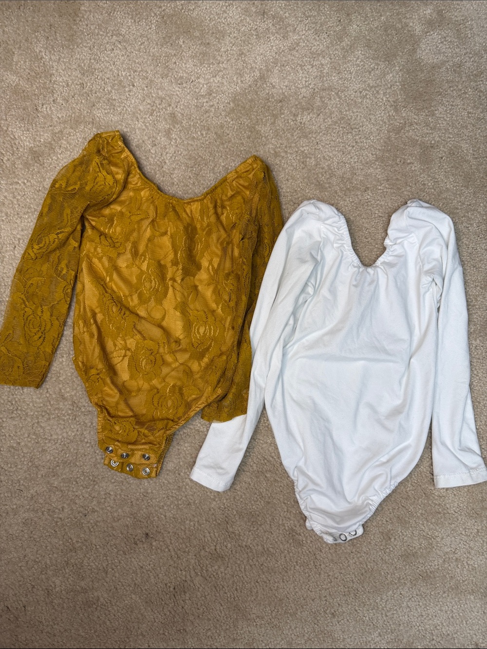 Kids Long Sleeve One-Piece Bodysuit in Mustard and White - baileys blossom